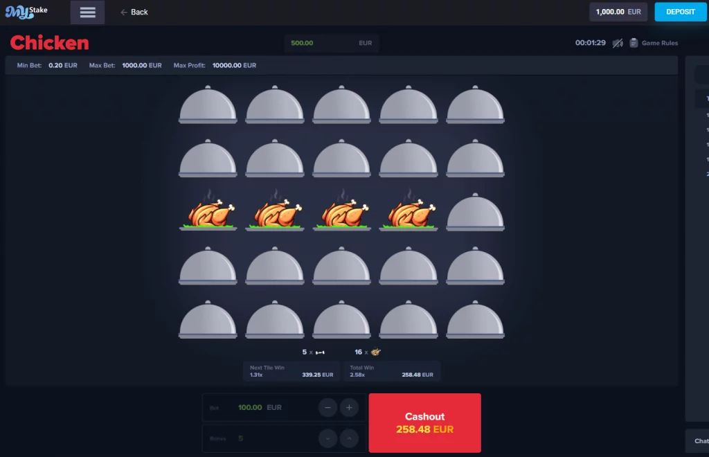 Caratteristiche del gioco Chicken Mystake. Caratteristiche del gioco Chicken Mystake.